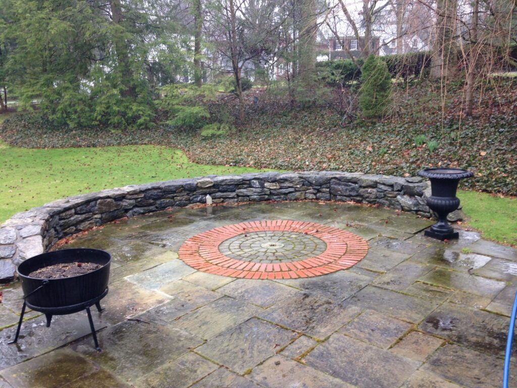 Flagstone patio after cleaning