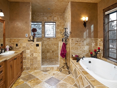 Stone Tile Bathroom Vanity Restoration San Diego