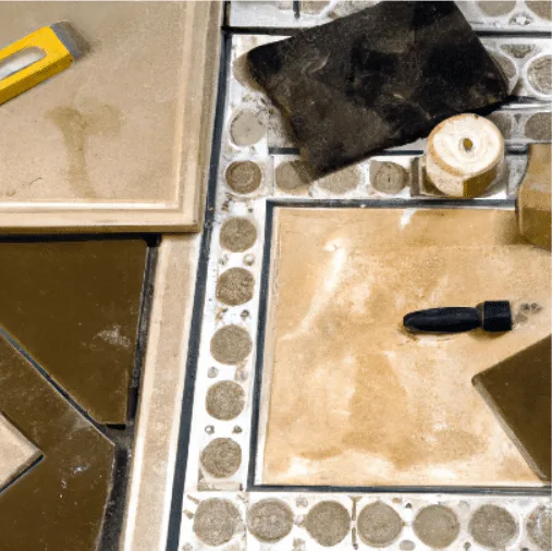 Impregnating sealer being applied to a travertine floor with an applicator